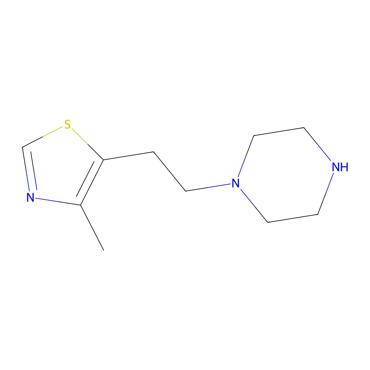 4-Methyl-5-(2-(piperazin-1-yl)ethyl)thiazole molecular structure, CAS 177359-21-6