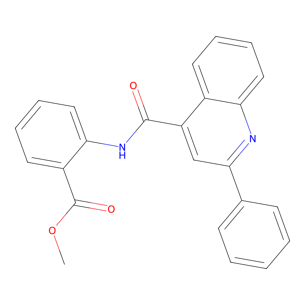 Methyl 2-[(2-phenyl-4-quinolyl)carbonylamino]benzoate molecular structure, CAS 177360-16-6