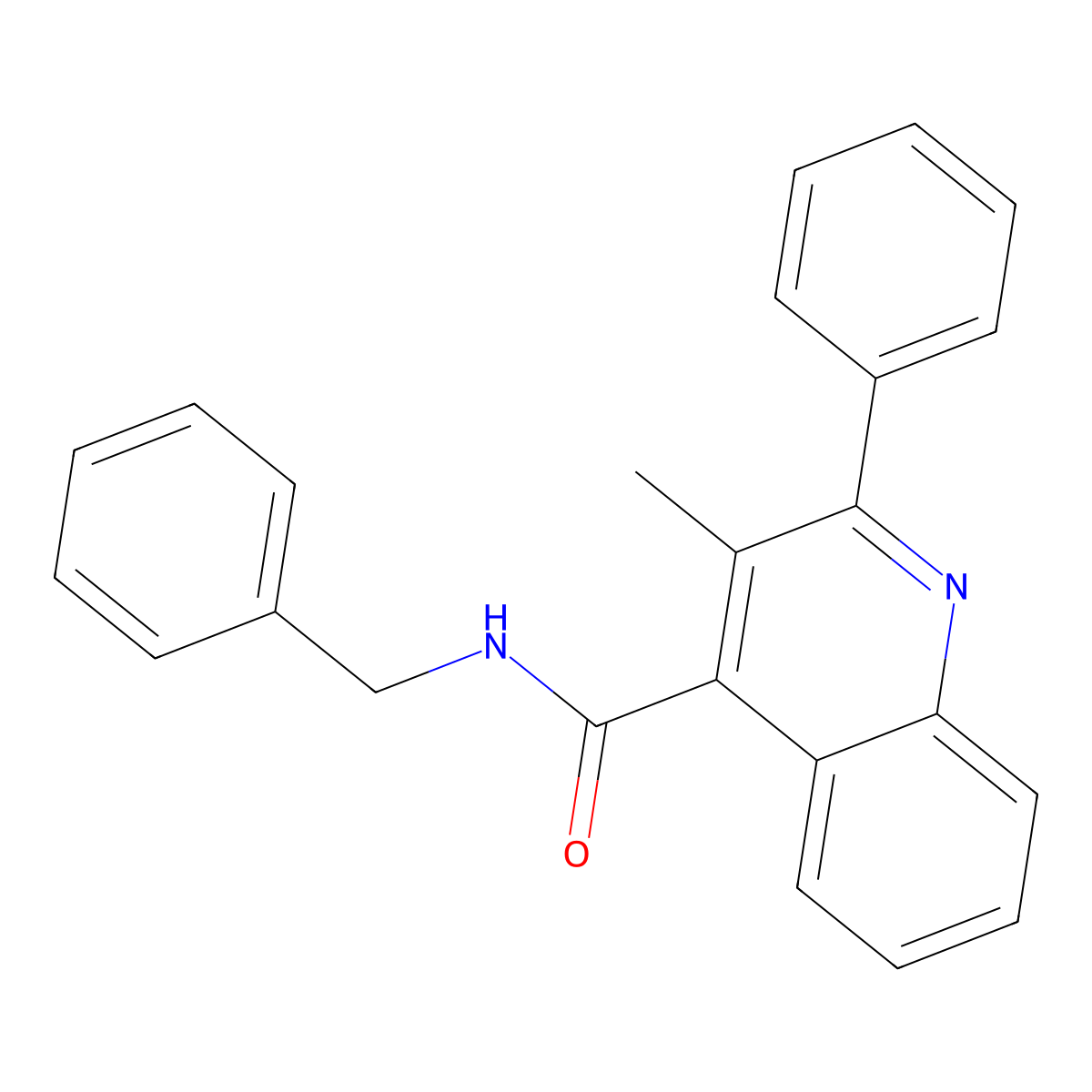 N-benzyl-3-methyl-2-phenylquinoline-4-carboxamide molecular structure, CAS 177360-28-0