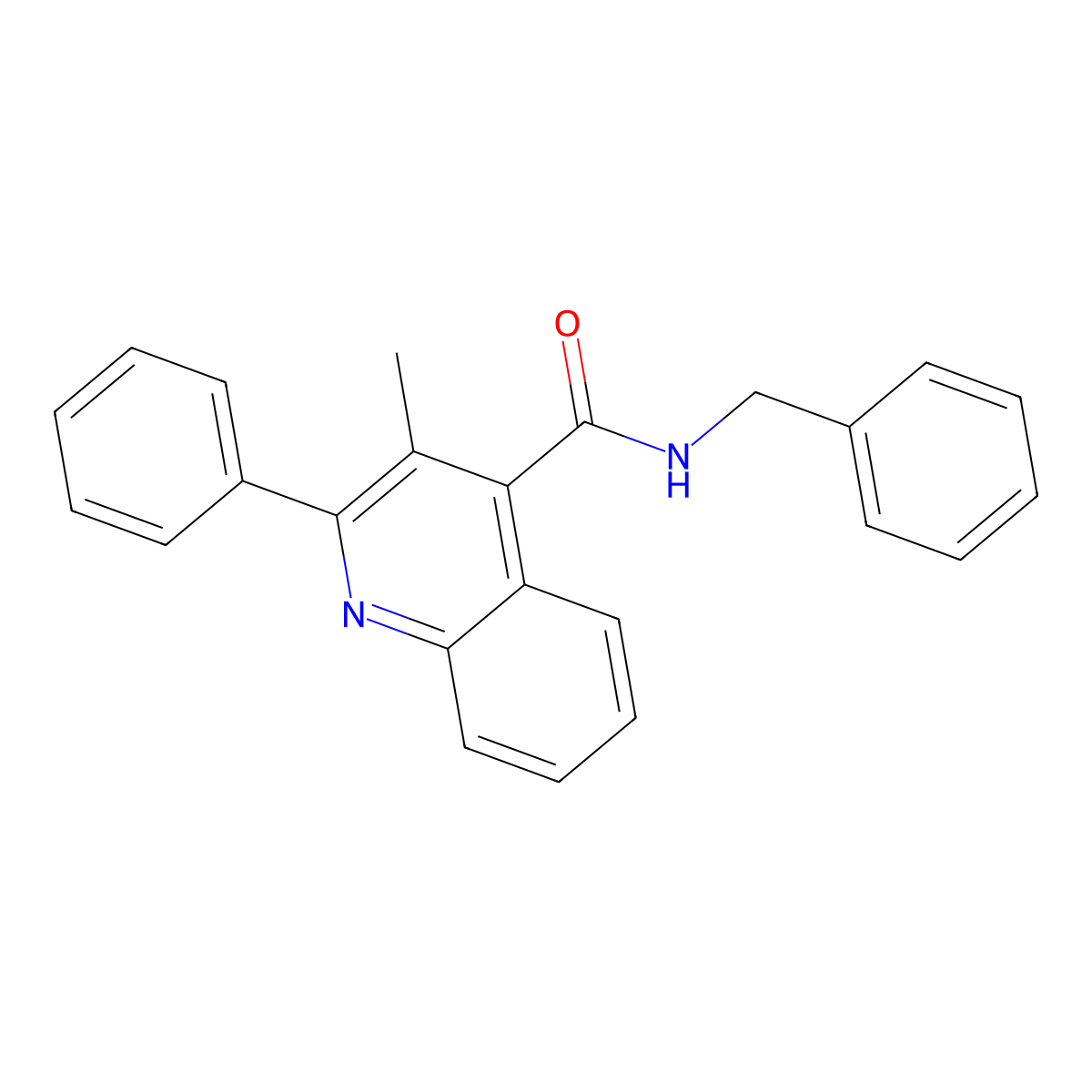 N-benzyl-3-methyl-2-phenylquinoline-4-carboxamide molecular structure, CAS 177360-28-0