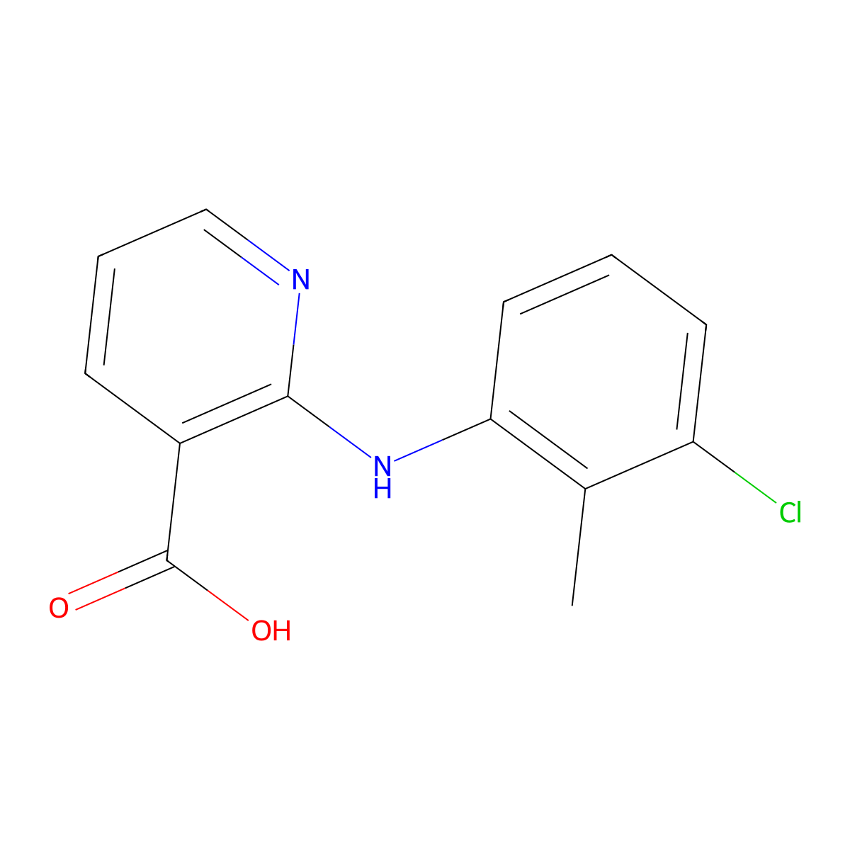 Clonixin molecular structure, CAS 17737-65-4
