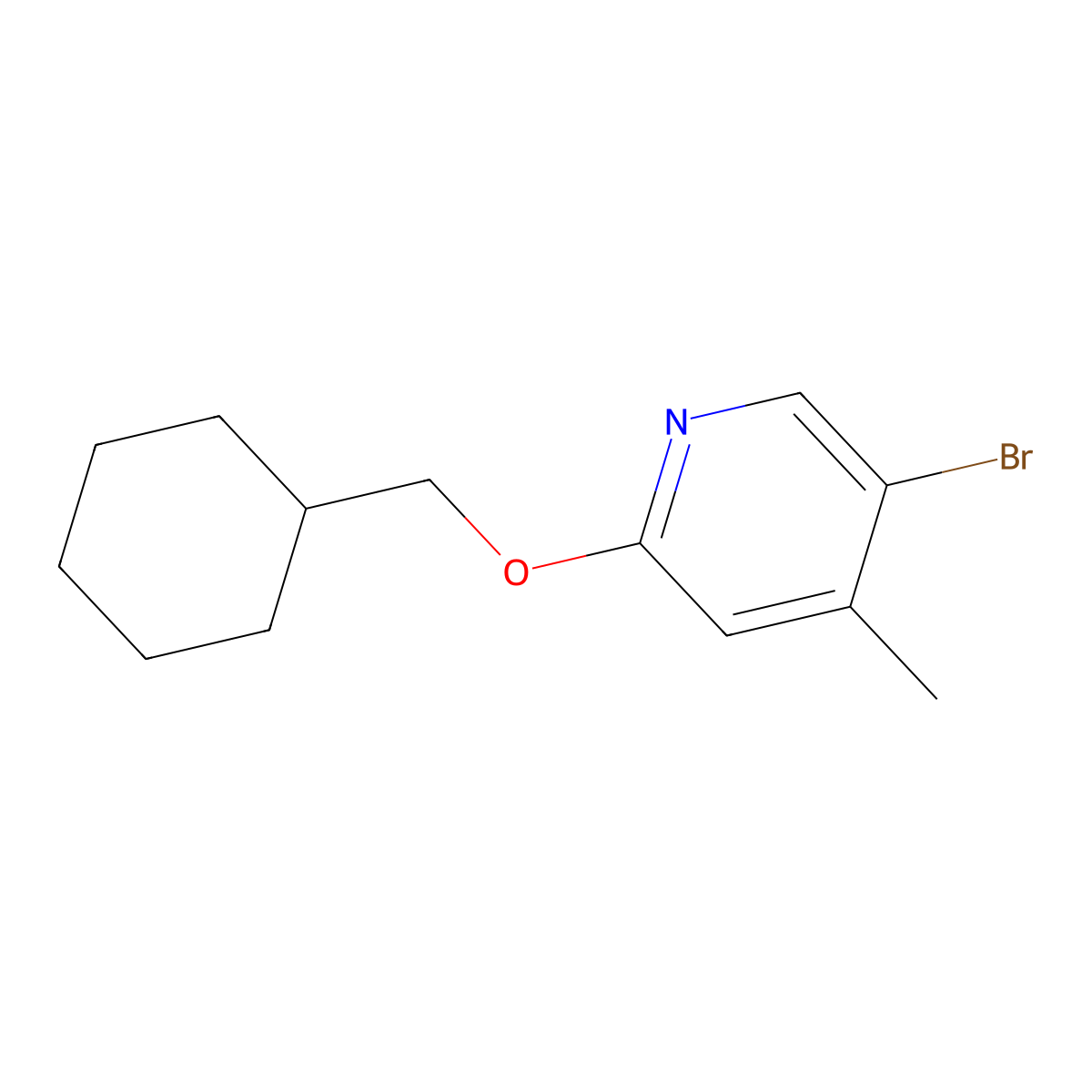 5-Bromo-2-cyclohexylmethoxy-4-methyl-pyridine molecular structure, CAS 1773744-86-7