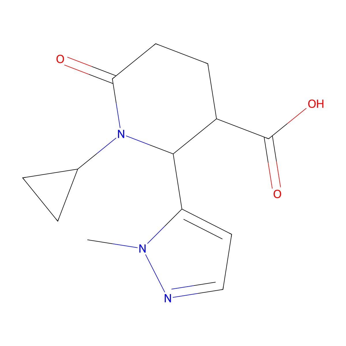 1-cyclopropyl-2-(1-methyl-1H-pyrazol-5-yl)-6-oxopiperidine-3-carboxylic acid molecular structure, CAS 1773871-85-4