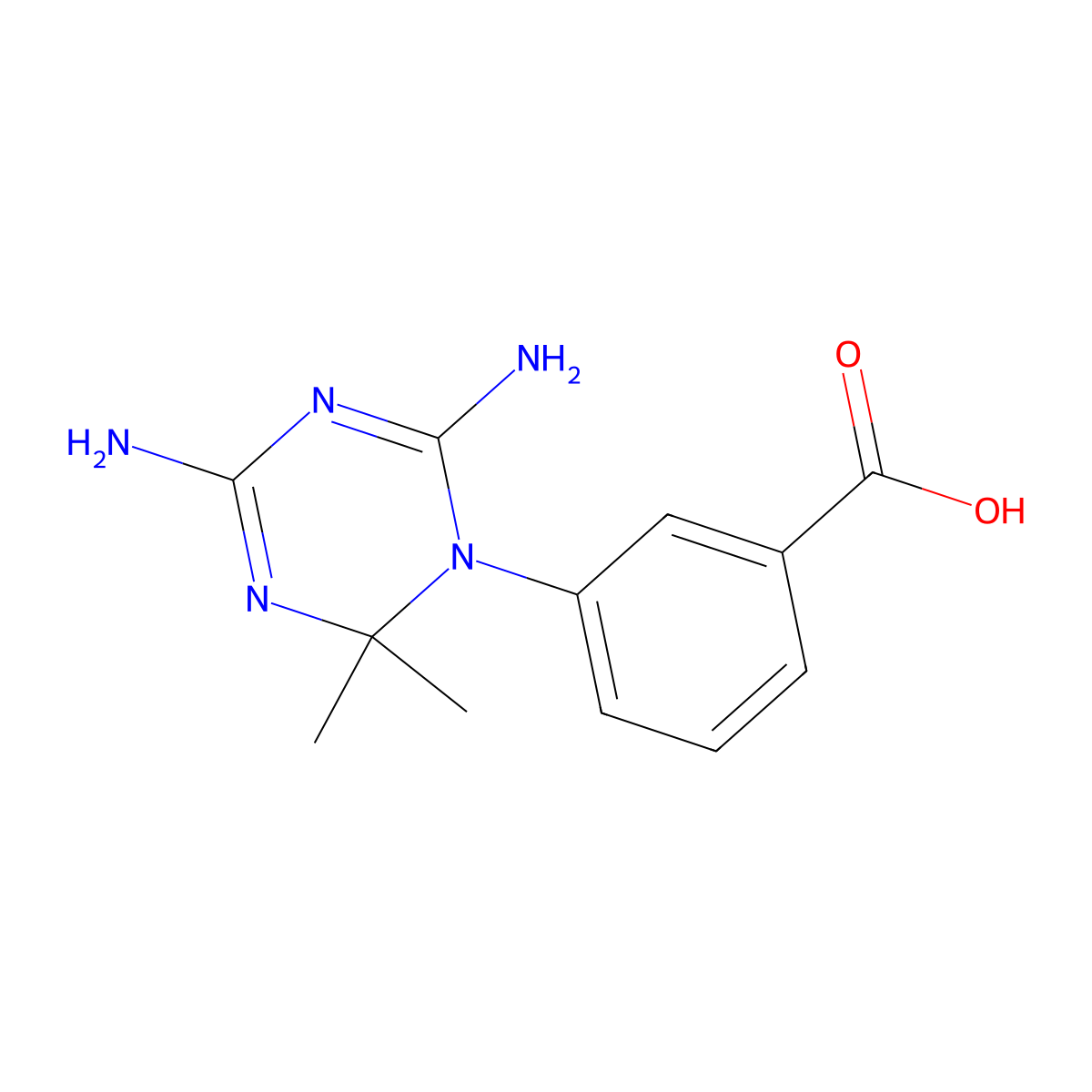 3-(4,6-Diamino-2,2-dimethyl-2H-[1,3,5]triazin-1-yl)-benzoic acid molecular structure, CAS 17740-28-2