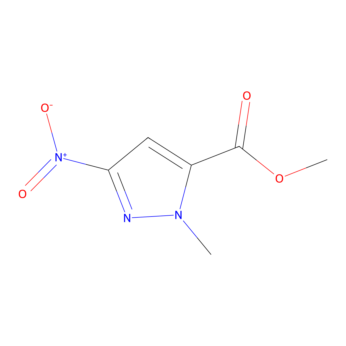 methyl 1-methyl-3-nitro-1H-pyrazole-5-carboxylate molecular structure, CAS 177409-38-0