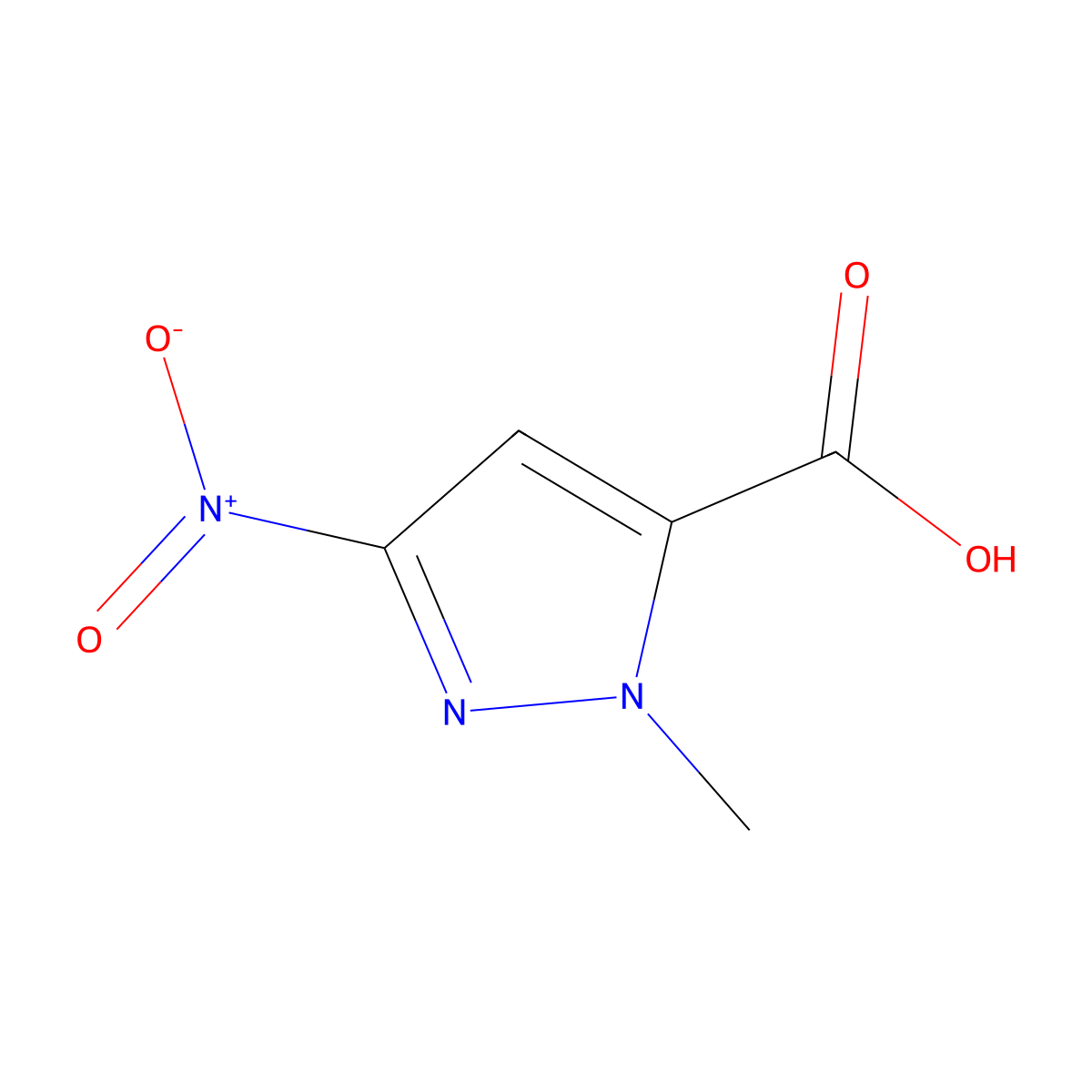 1-methyl-3-nitro-1H-pyrazole-5-carboxylic acid molecular structure, CAS 177409-39-1