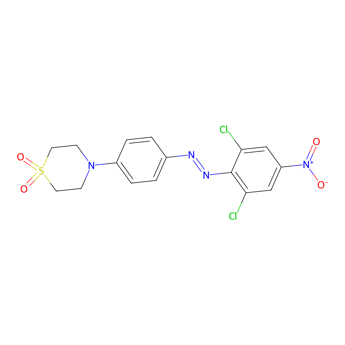 Thiomorpholine, 4-(4-(2-(2,6-dichloro-4-nitrophenyl)diazenyl)phenyl)-, 1,1-dioxide molecular structure, CAS 17741-62-7