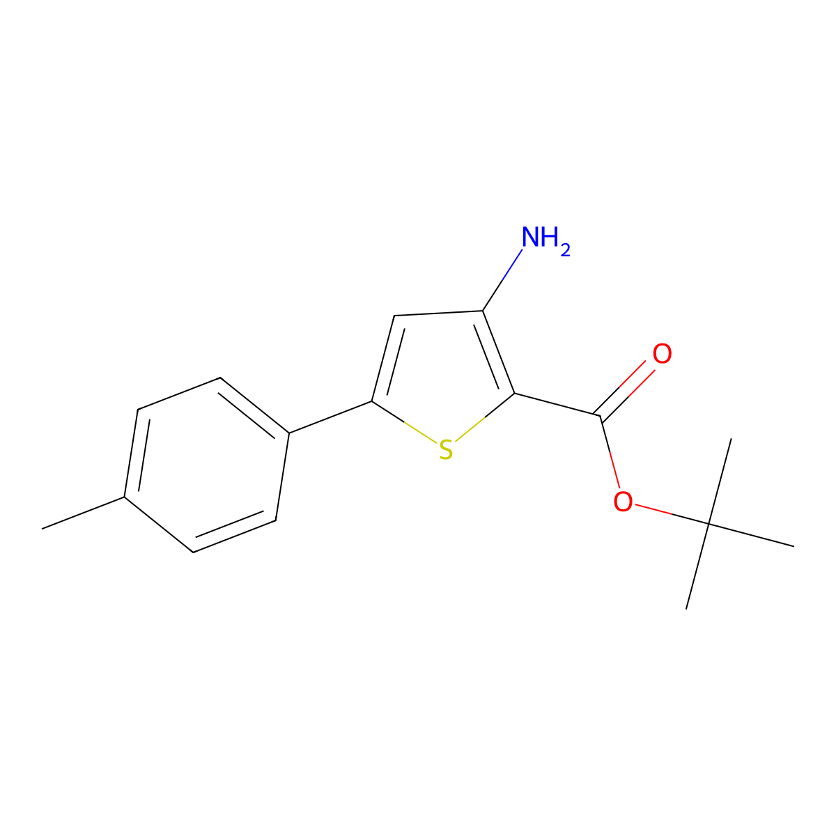 Tert-butyl 3-amino-5-(4-methylphenyl)thiophene-2-carboxylate molecular structure, CAS 1774177-63-7