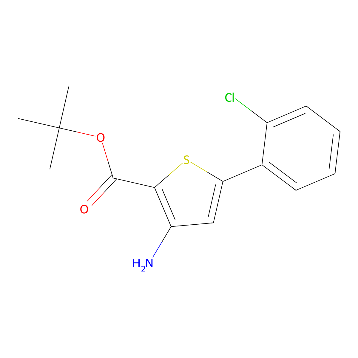 Tert-butyl 3-amino-5-(2-chlorophenyl)thiophene-2-carboxylate molecular structure, CAS 1774177-77-3