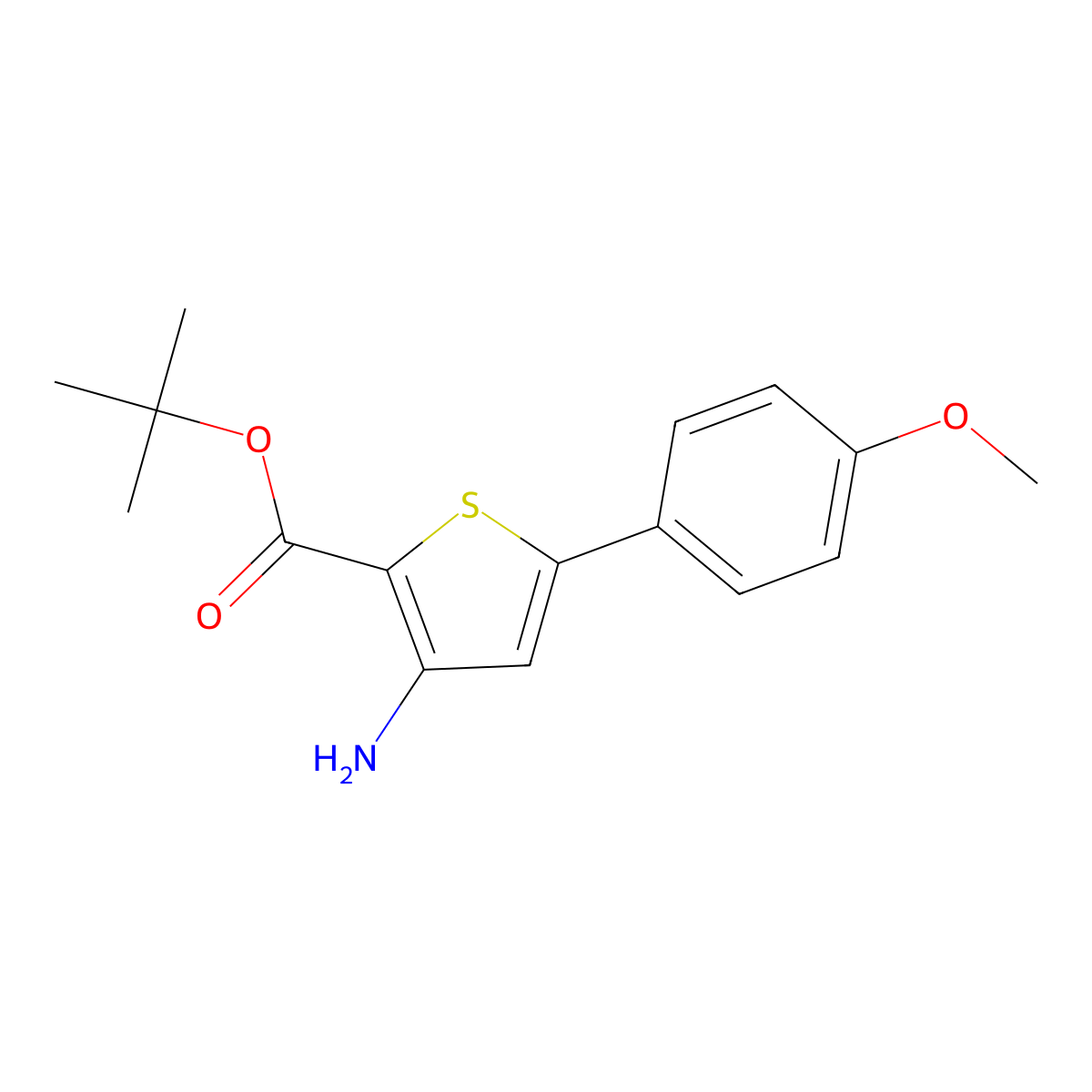 Tert-butyl 3-amino-5-(4-methoxyphenyl)thiophene-2-carboxylate molecular structure, CAS 1774178-10-7