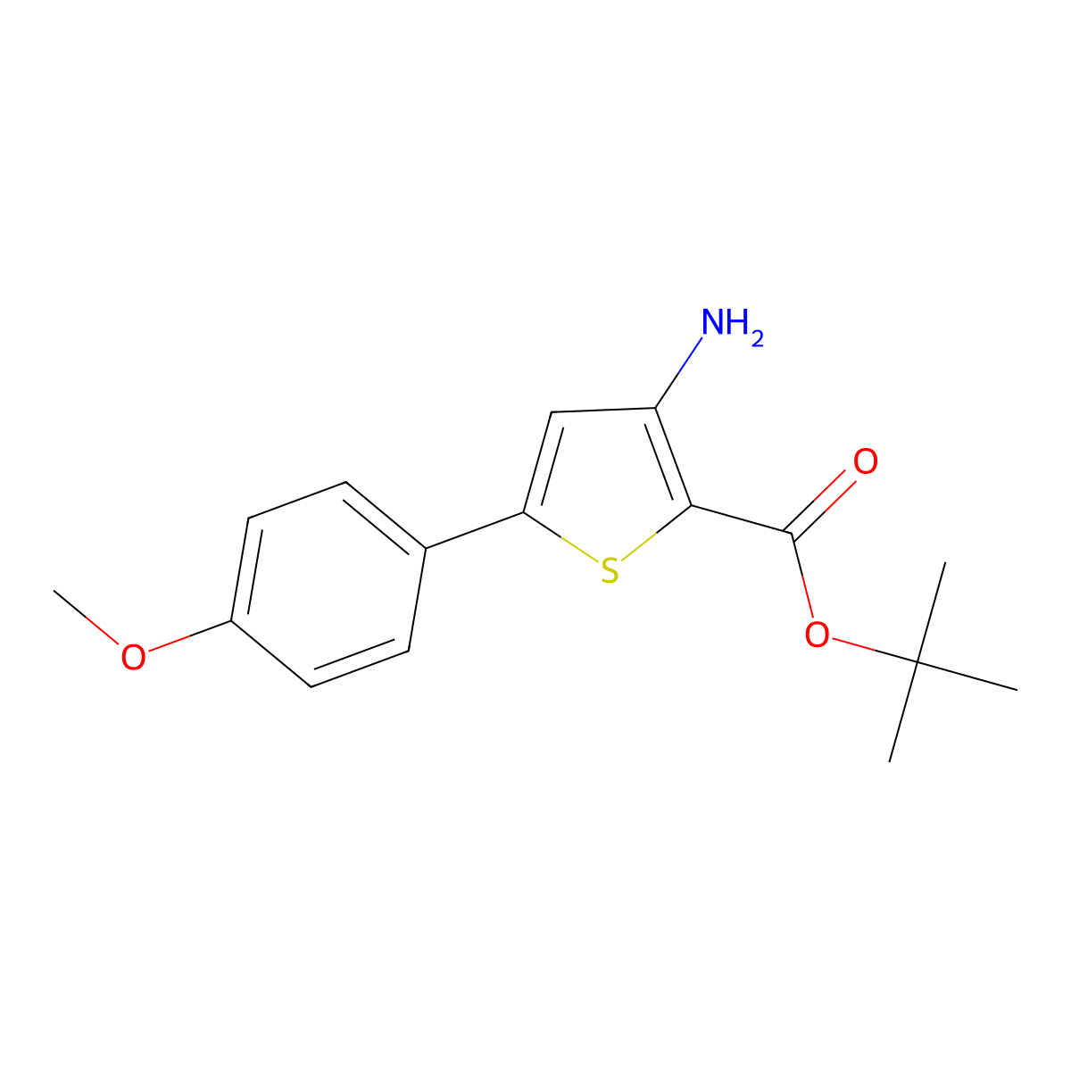 Tert-butyl 3-amino-5-(4-methoxyphenyl)thiophene-2-carboxylate molecular structure, CAS 1774178-10-7
