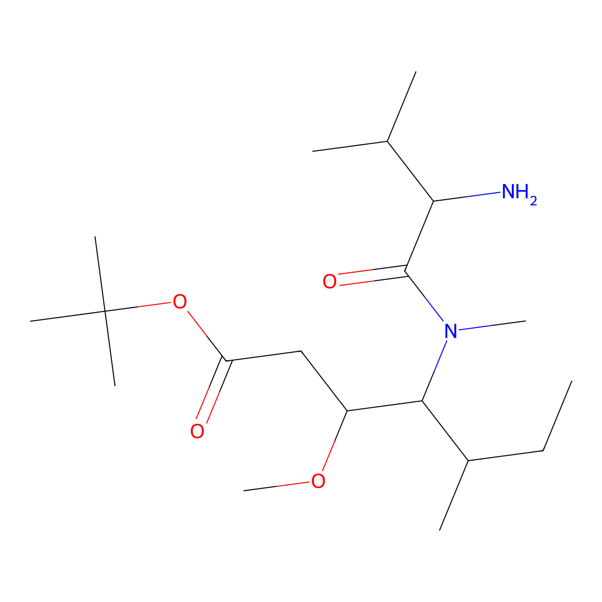 (3R,4S,5S)-tert-butyl 4-((S)-2-amino-N,3-dimethylbutanamido)-3-methoxy-5-methylheptanoate molecular structure, CAS 177423-00-6