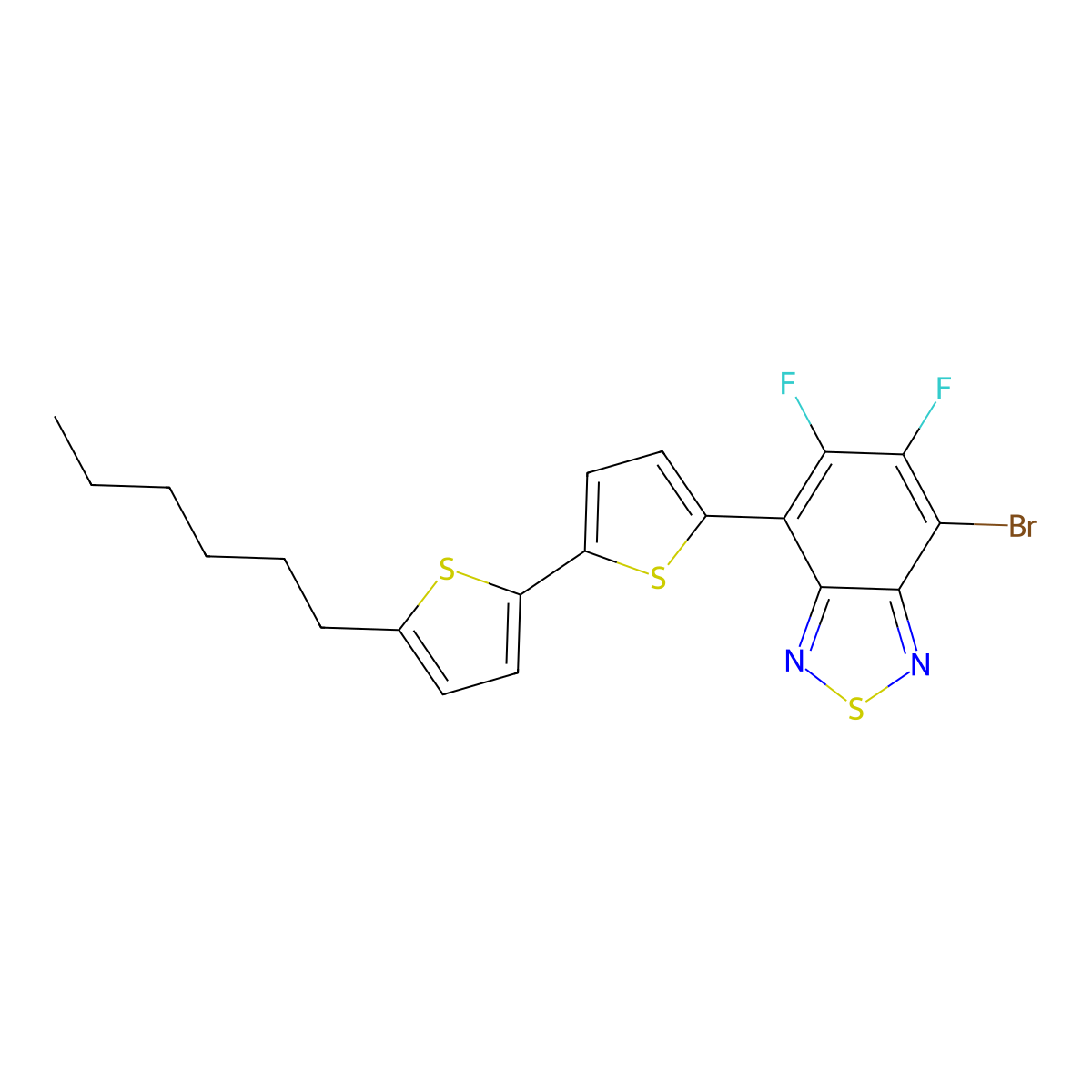 4-Bromo-5,6-difluoro-7-(5'-hexyl-[2,2'-bithiophen]-5-yl)benzo[c][1,2,5]thiadiazole molecular structure, CAS 1774364-87-2
