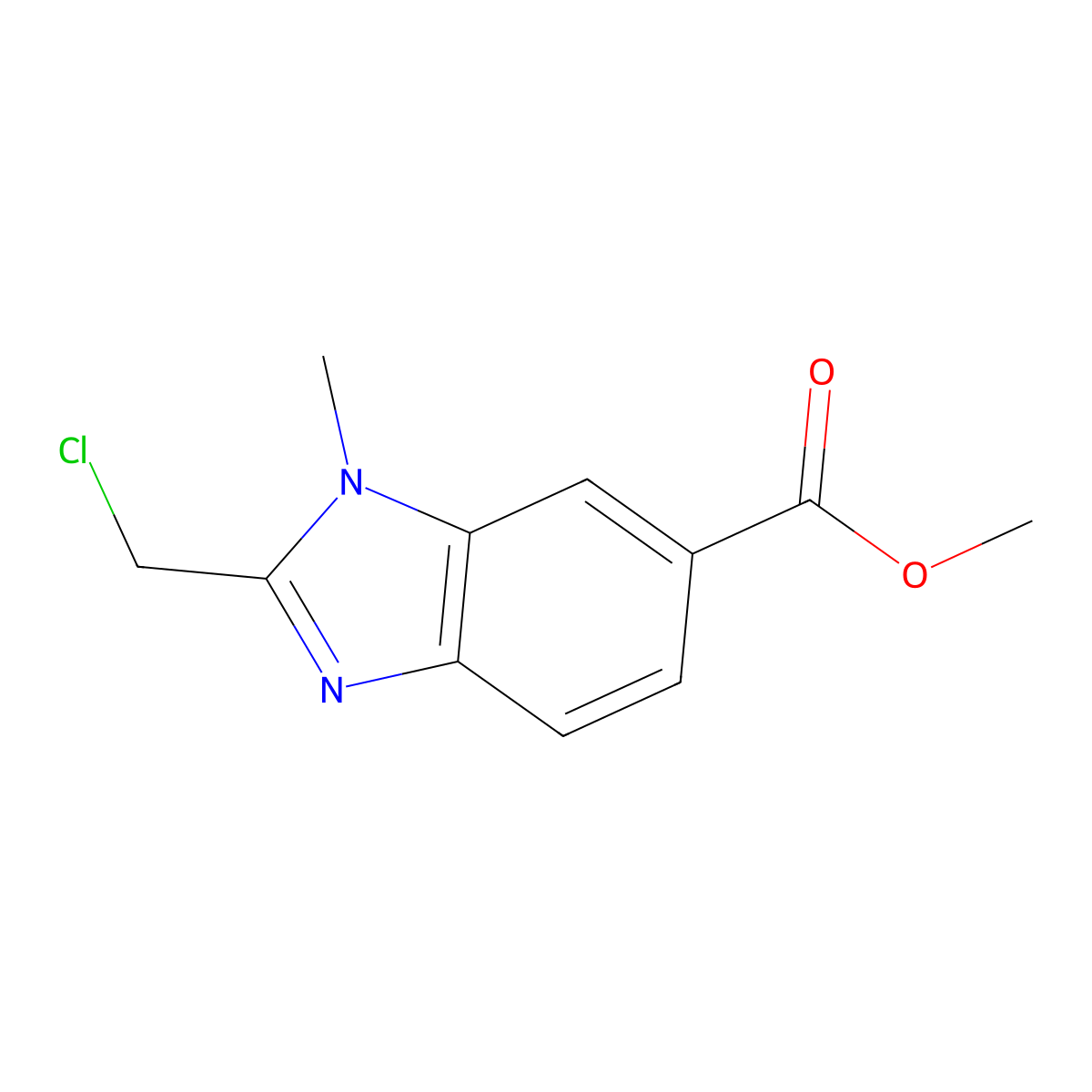 Methyl 2-(chloromethyl)-1-methyl-1H-benzo[d]imidazole-6-carboxylate molecular structure, CAS 1774370-74-9