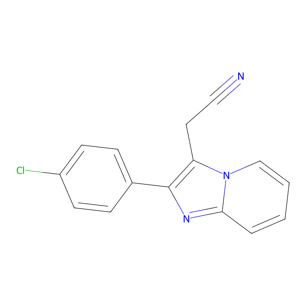 2-(4-Chlorophenyl)imidazo(1,2-a)pyridine-3-acetonitrile molecular structure, CAS 17744-99-9