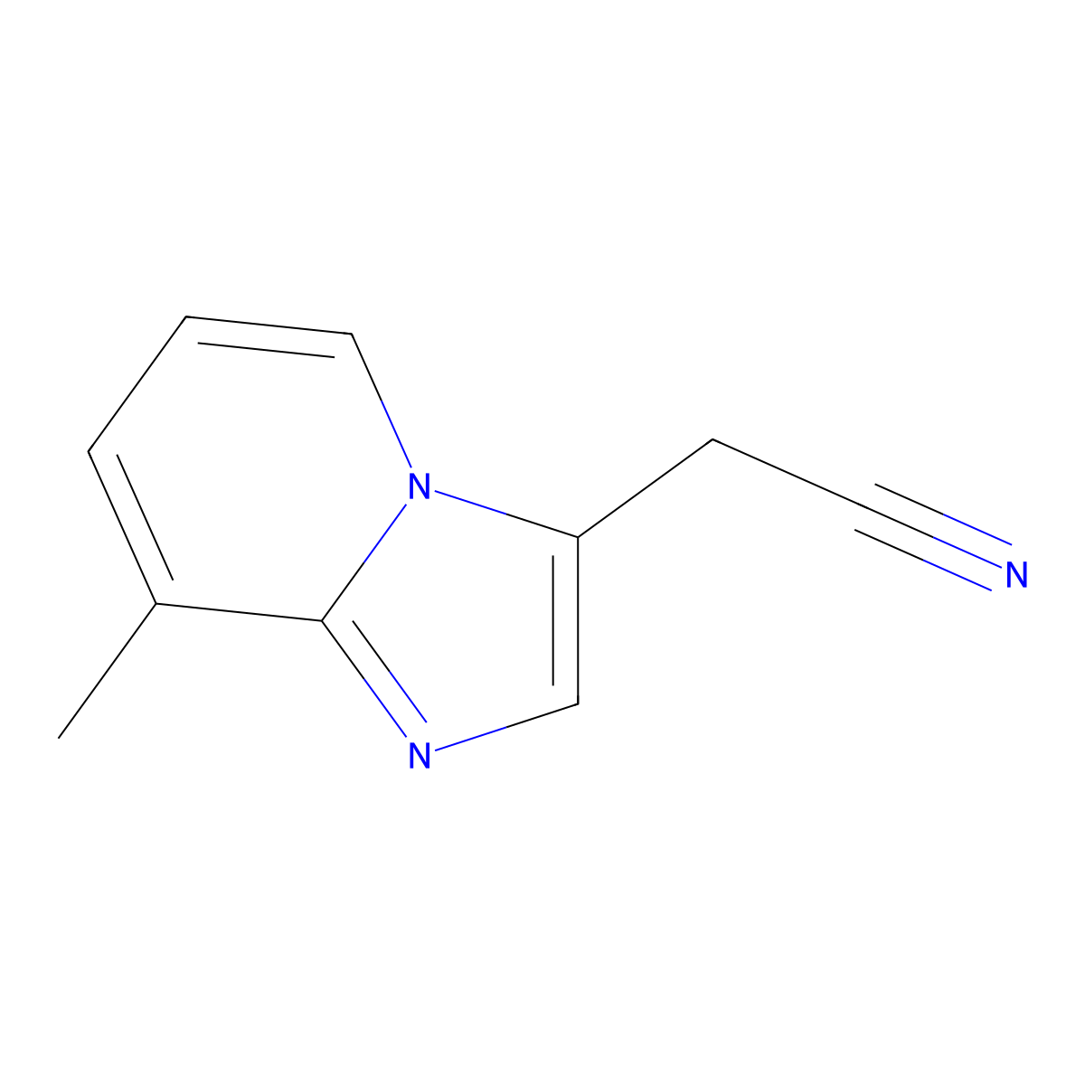 Imidazo(1,2-a)pyridine-3-acetonitrile, 7-methyl- molecular structure, CAS 17745-00-5