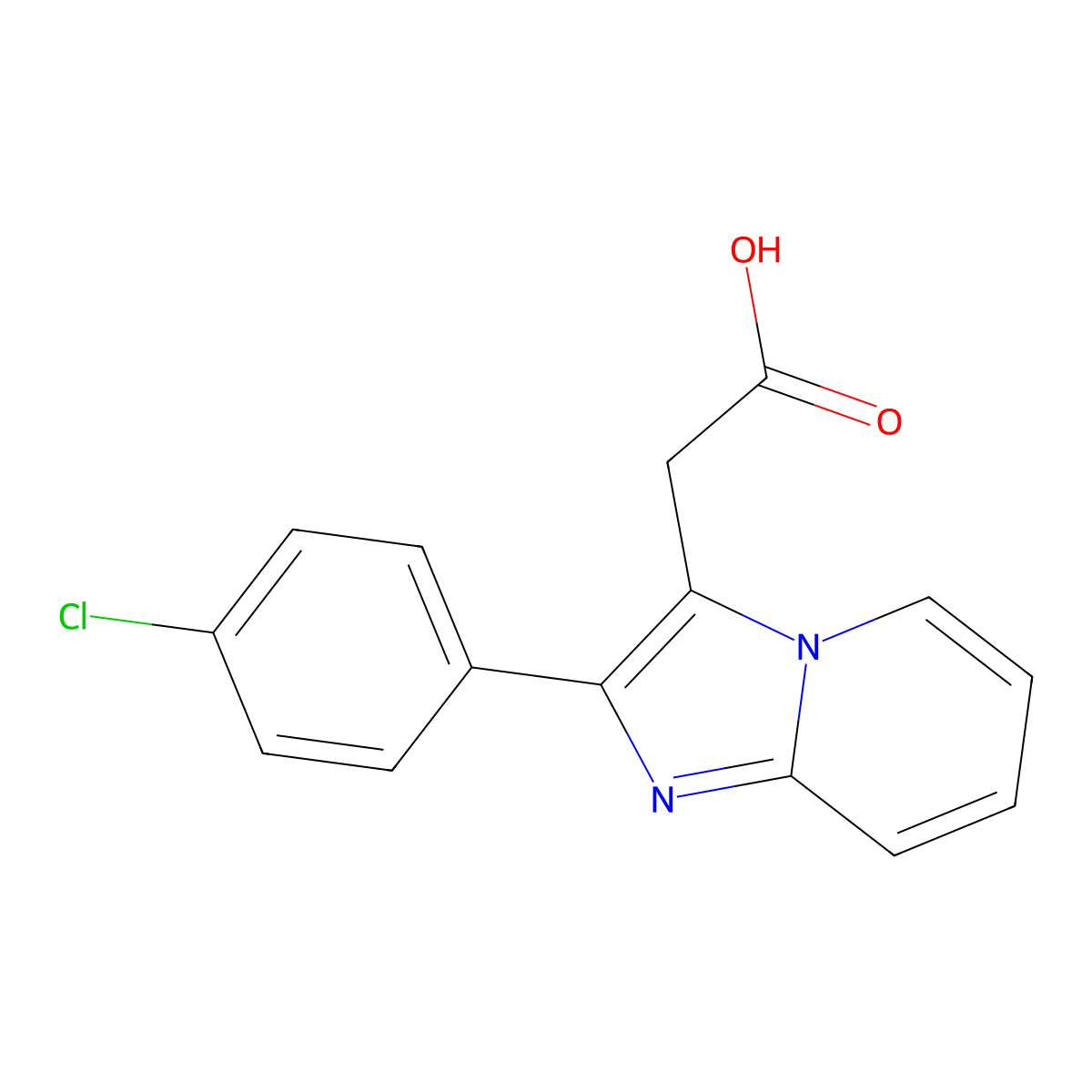 Imidazo(1,2-a)pyridine-3-acetic acid, 2-(p-chlorophenyl)- molecular structure, CAS 17745-06-1