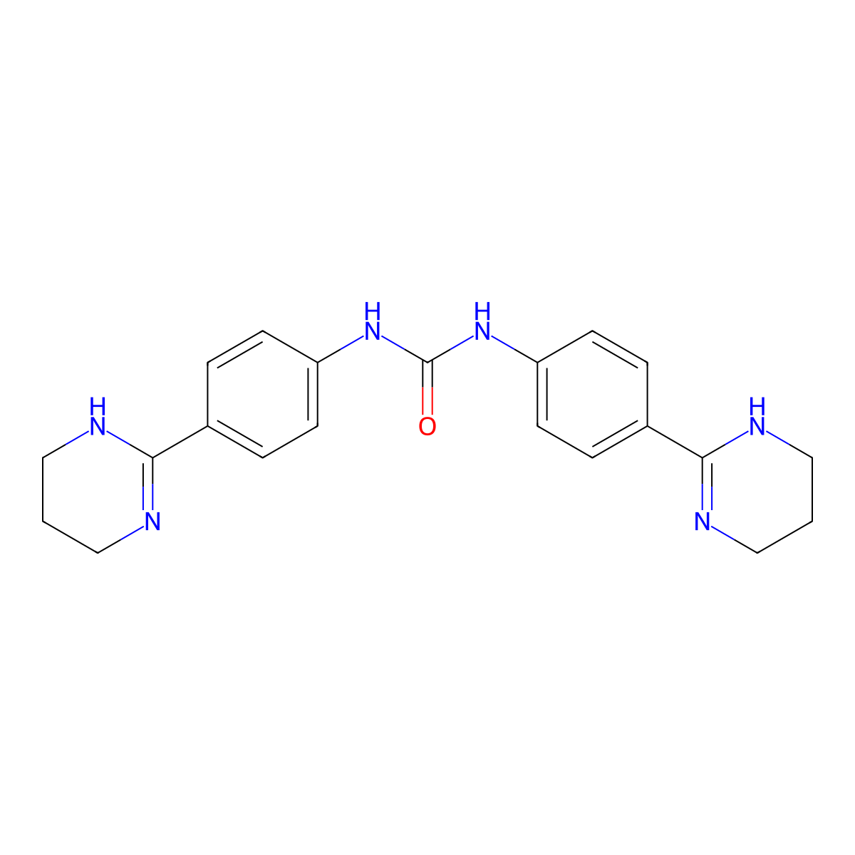 1,3-Bis[4-(1,4,5,6-tetrahydropyrimidin-2-yl)phenyl]urea molecular structure, CAS 17745-24-3