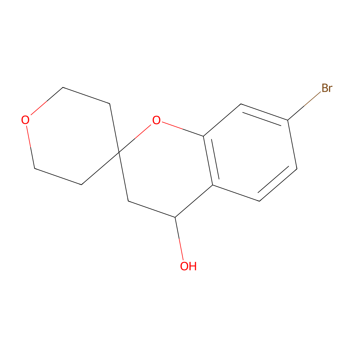 7-Bromospiro[3,4-dihydrochromene-2,4'-oxane]-4-ol molecular structure, CAS 1774608-11-5