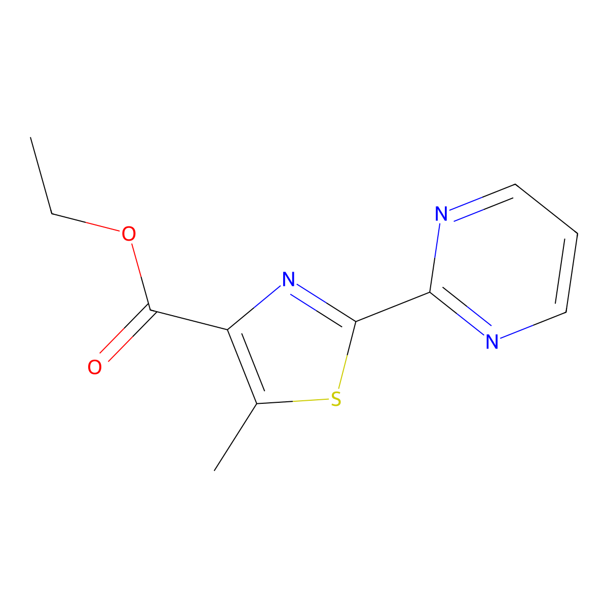 Ethyl 5-methyl-2-(pyrimidin-2-yl)thiazole-4-carboxylate molecular structure, CAS 1774639-51-8