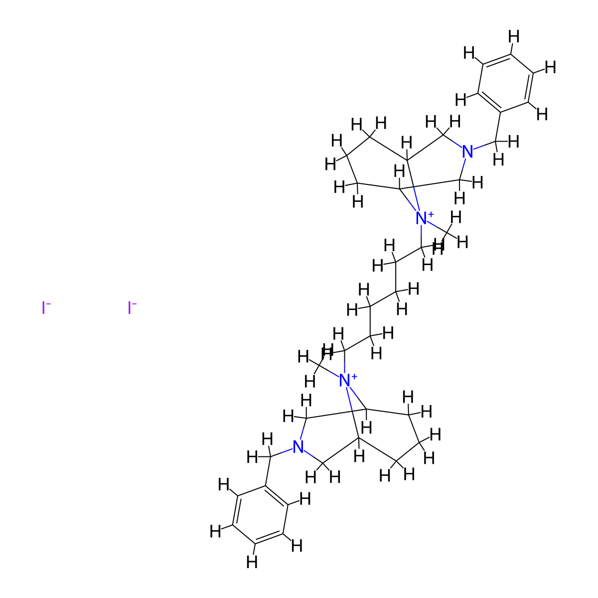 3-Aza-9-azoniabicyclo(3.3.1)nonane, 9,9'-hexamethylenebis(3-benzyl-9-methyl-, diiodide molecular structure, CAS 17747-53-4