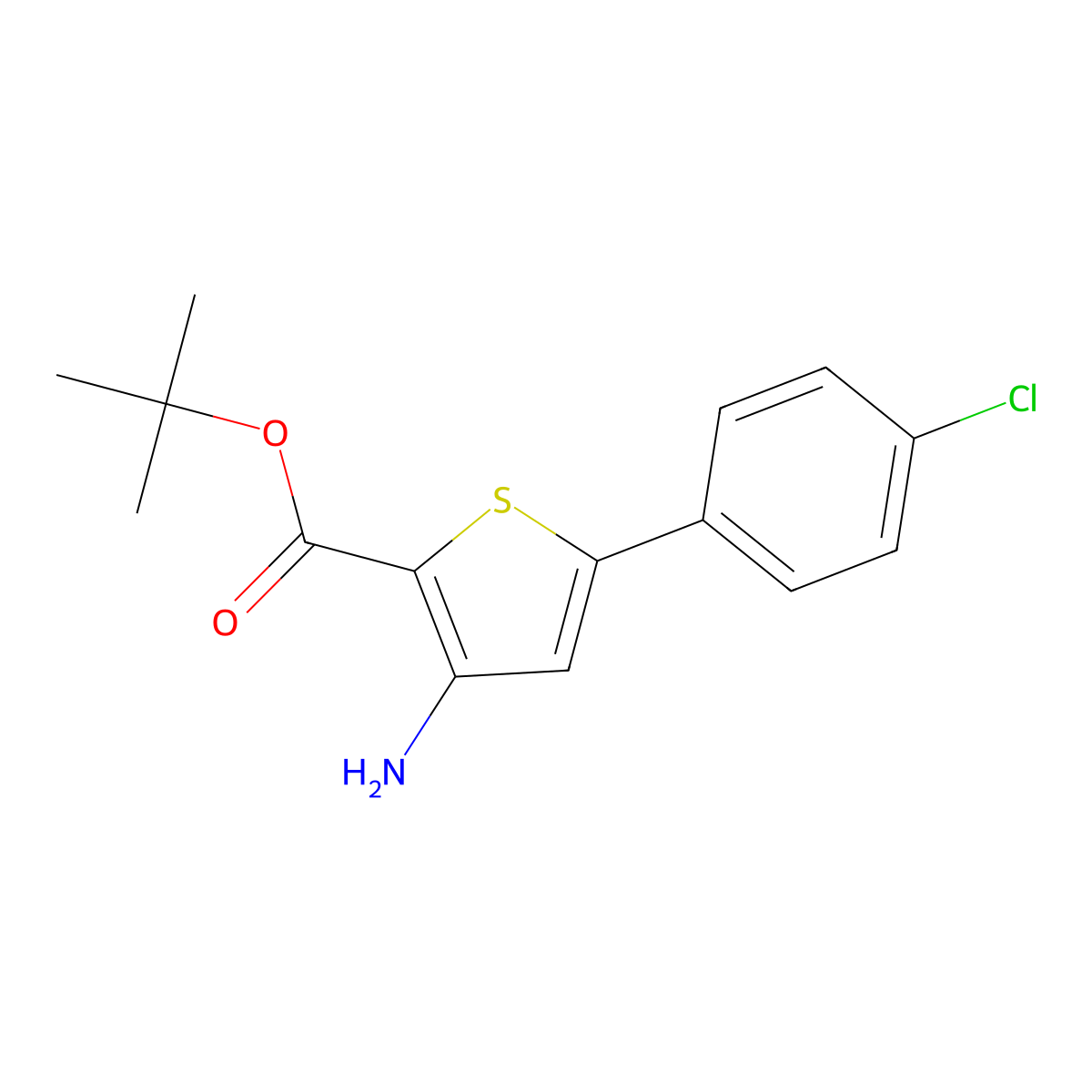 tert-Butyl 3-amino-5-(4-chlorophenyl)thiophene-2-carboxylate molecular structure, CAS 1774753-41-1