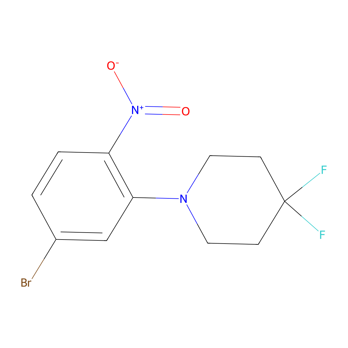 4-Bromo-2-(4,4-difluoropiperidin-1-yl)nitrobenzene molecular structure, CAS 1774894-40-4
