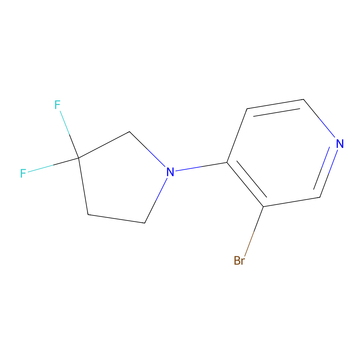 3-Bromo-4-(3,3-difluoropyrrolidin-1-yl)pyridine molecular structure, CAS 1774895-23-6
