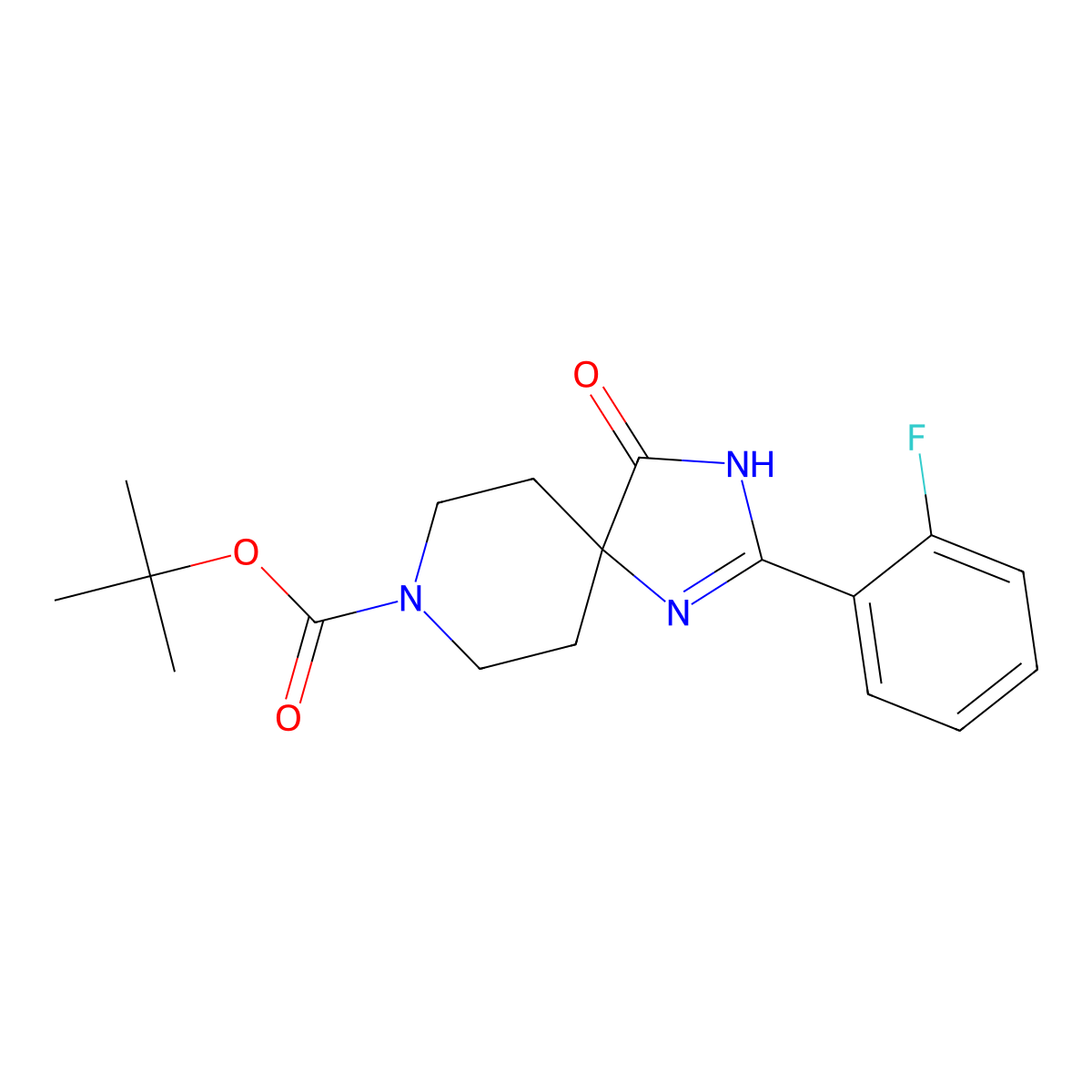 tert-Butyl2-(2-fluorophenyl)-4-oxo-1,3,8-triazaspiro[4.5]dec-1-ene-8-carboxylate molecular structure, CAS 1774896-08-0
