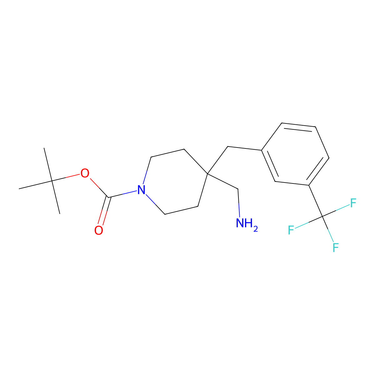tert-Butyl 4-(aminomethyl)-4-[3-(trifluoromethyl)benzyl]piperidine-1-carboxylate molecular structure, CAS 1774896-16-0