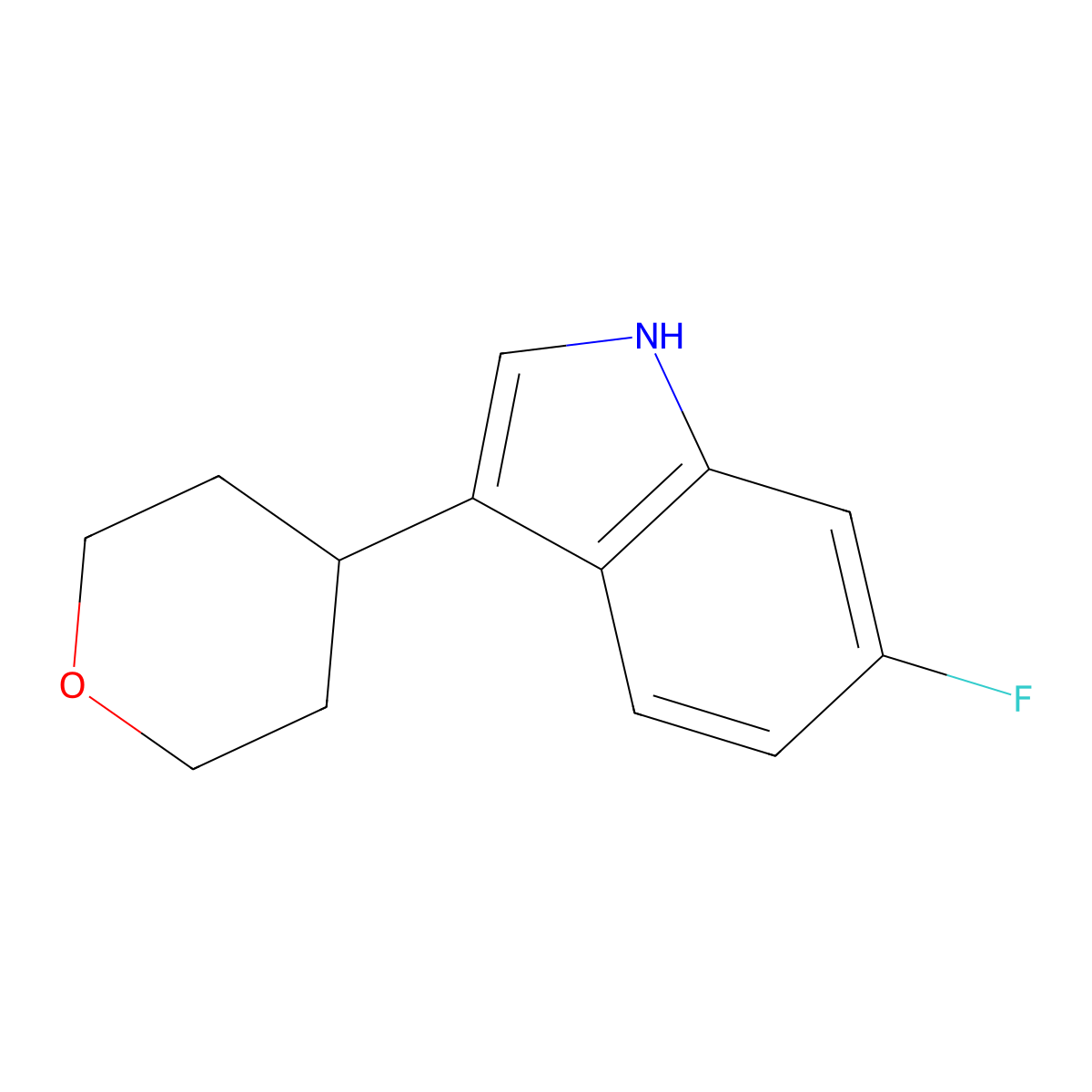 6-Fluoro-3-(tetrahydro-2H-pyran-4-yl)-1H-indole molecular structure, CAS 1774896-40-0