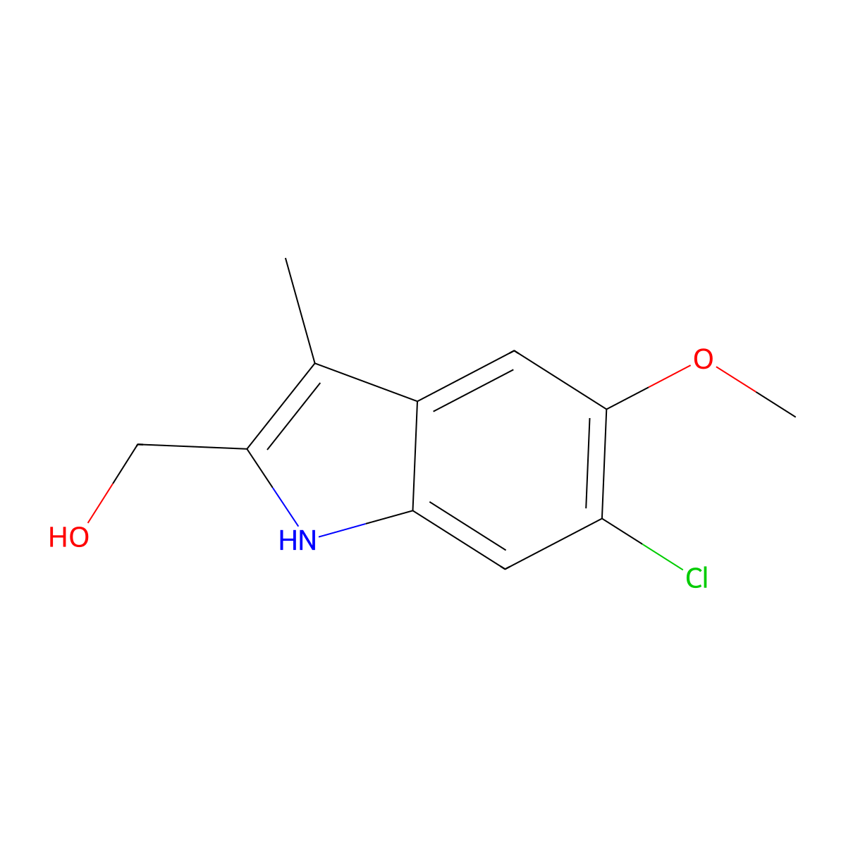 (6-chloro-5-methoxy-3-methyl-1H-indol-2-yl)methanol molecular structure, CAS 1774896-61-5