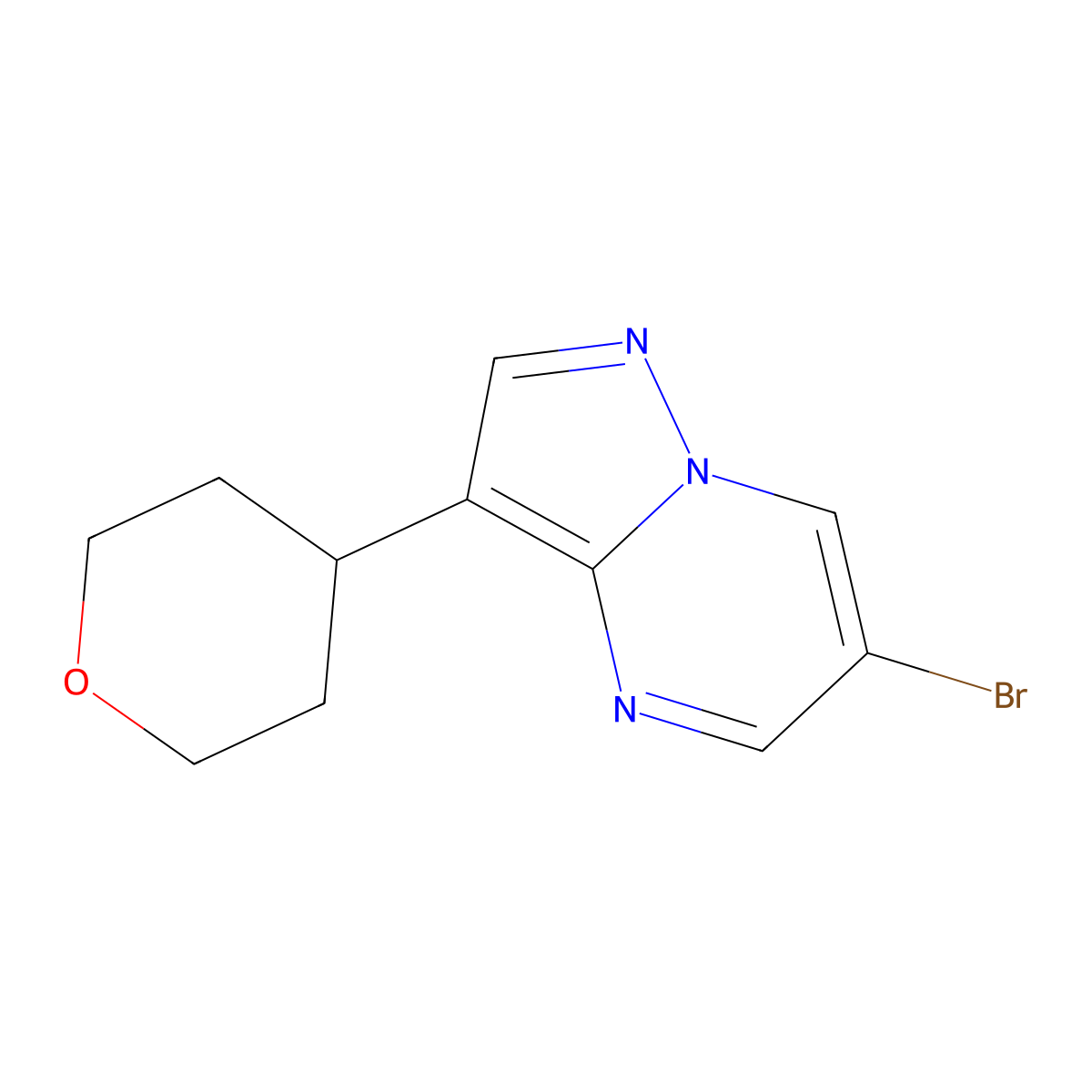6-Bromo-3-(tetrahydro-2H-pyran-4-yl)pyrazolo[1,5-a]pyrimidine molecular structure, CAS 1774896-96-6