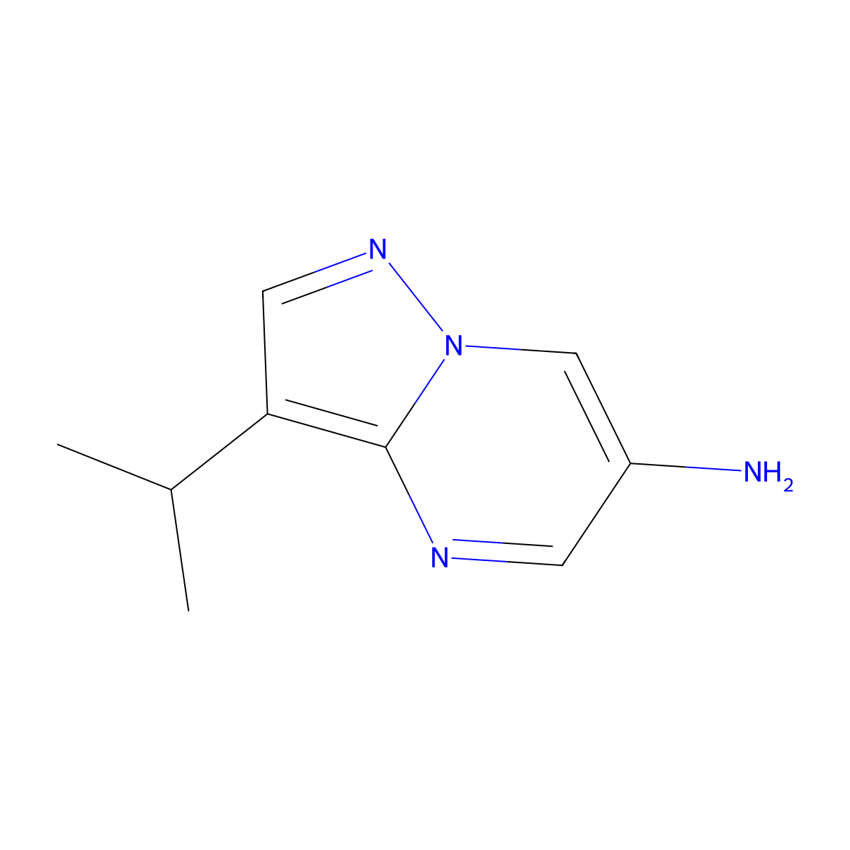 3-Isopropylpyrazolo[1,5-a]pyrimidin-6-amine molecular structure, CAS 1774897-03-8