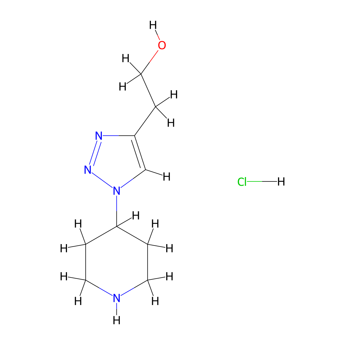 2-[1-(piperidin-4-yl)-1H-1,2,3-triazol-4-yl]ethan-1-ol hydrochloride molecular structure, CAS 1774898-52-0