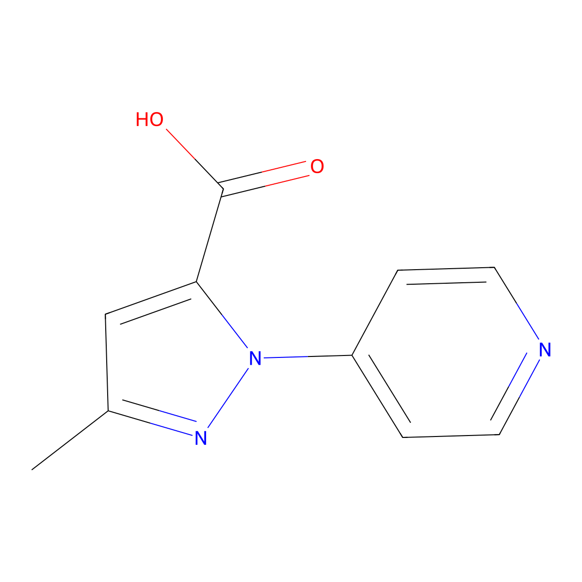 3-Methyl-1-(pyridin-4-yl)-1H-pyrazole-5-carboxylic acid molecular structure, CAS 1774898-54-2