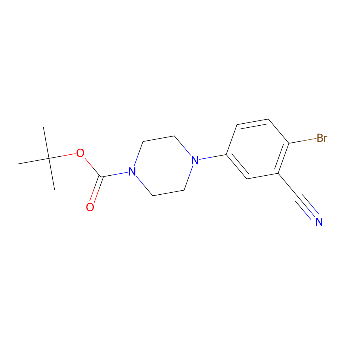 tert-Butyl 4-(4-bromo-3-cyanophenyl)-piperazine-1-carboxylate molecular structure, CAS 1774898-63-3