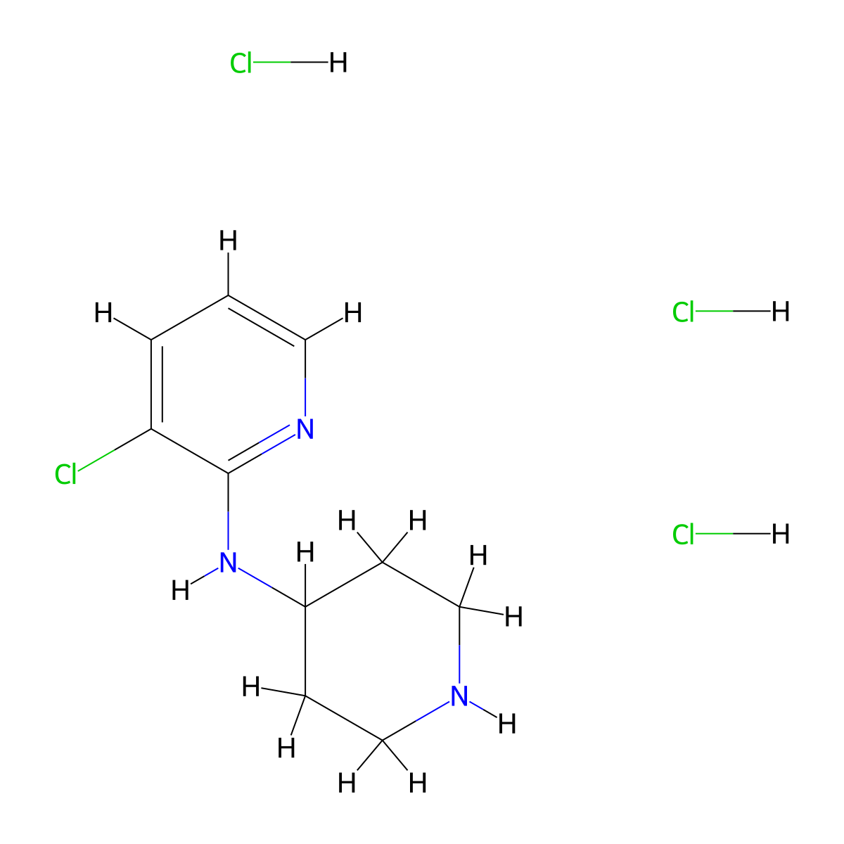 3-Chloro-N-(piperidin-4-yl)pyridin-2-amine trihydrochloride molecular structure, CAS 1774898-69-9