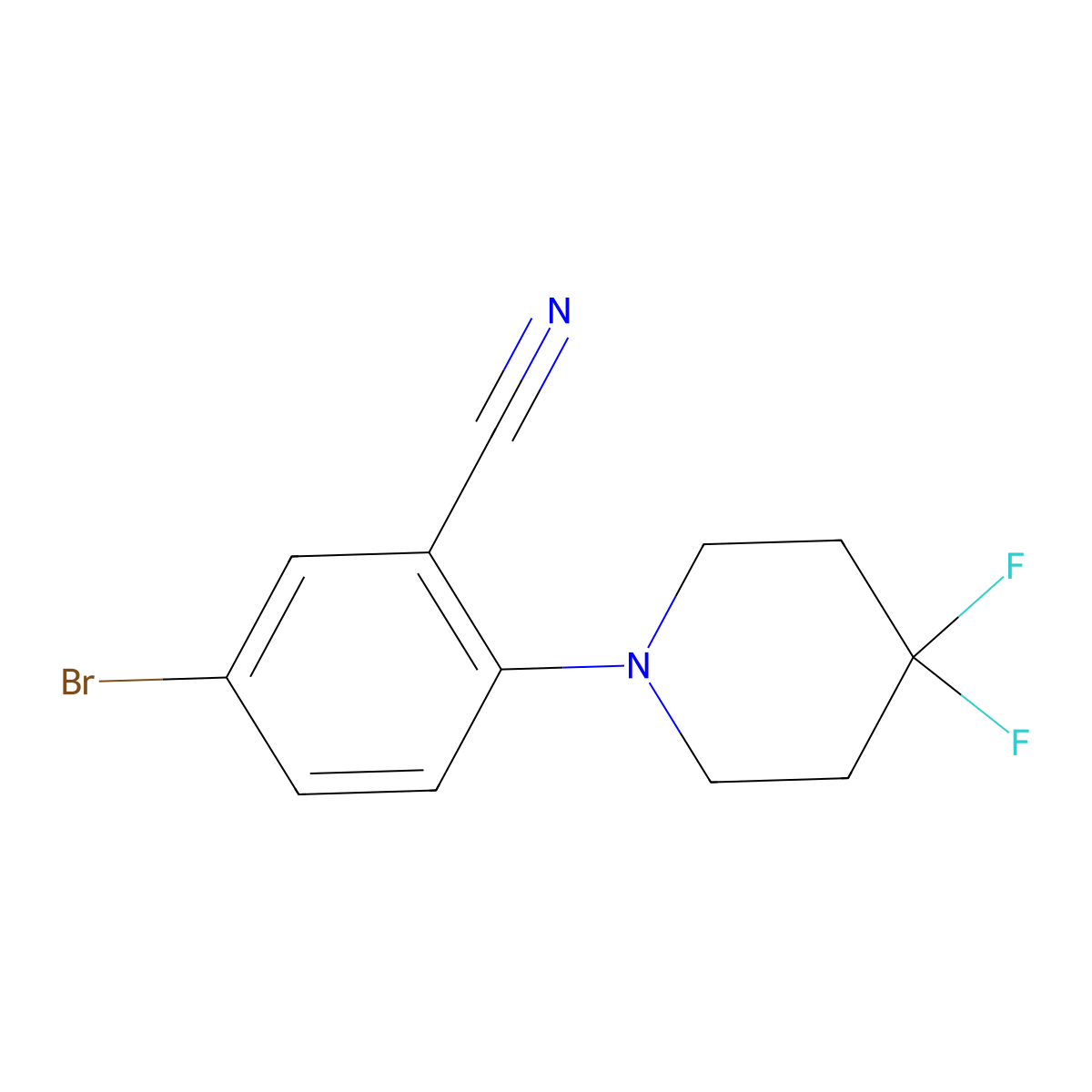 5-Bromo-2-(4,4-difluoropiperidin-1-yl)benzonitrile molecular structure, CAS 1774898-96-2