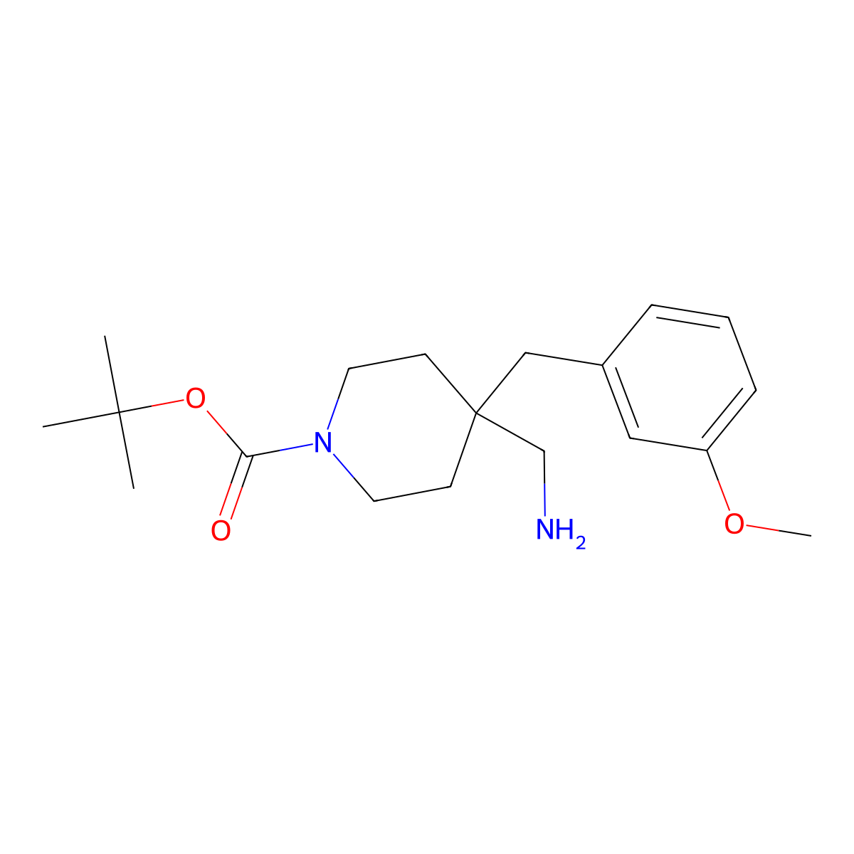 tert-Butyl 4-(aminomethyl)-4-(3-methoxybenzyl)piperidine-1-carboxylate molecular structure, CAS 1774899-00-1