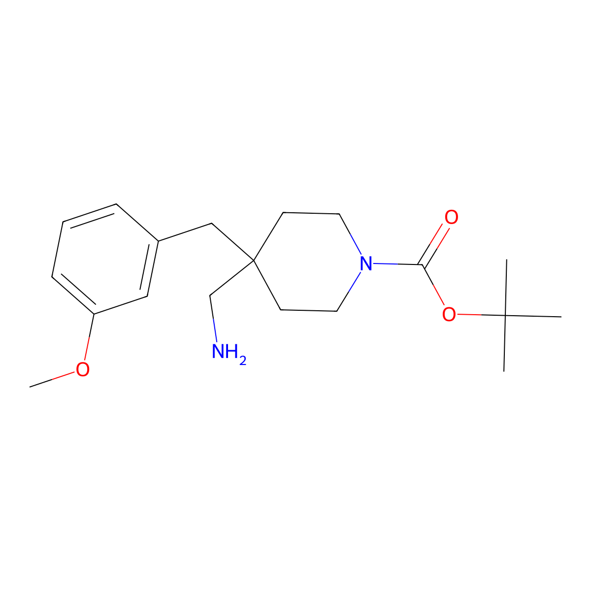 tert-Butyl 4-(aminomethyl)-4-(3-methoxybenzyl)piperidine-1-carboxylate molecular structure, CAS 1774899-00-1