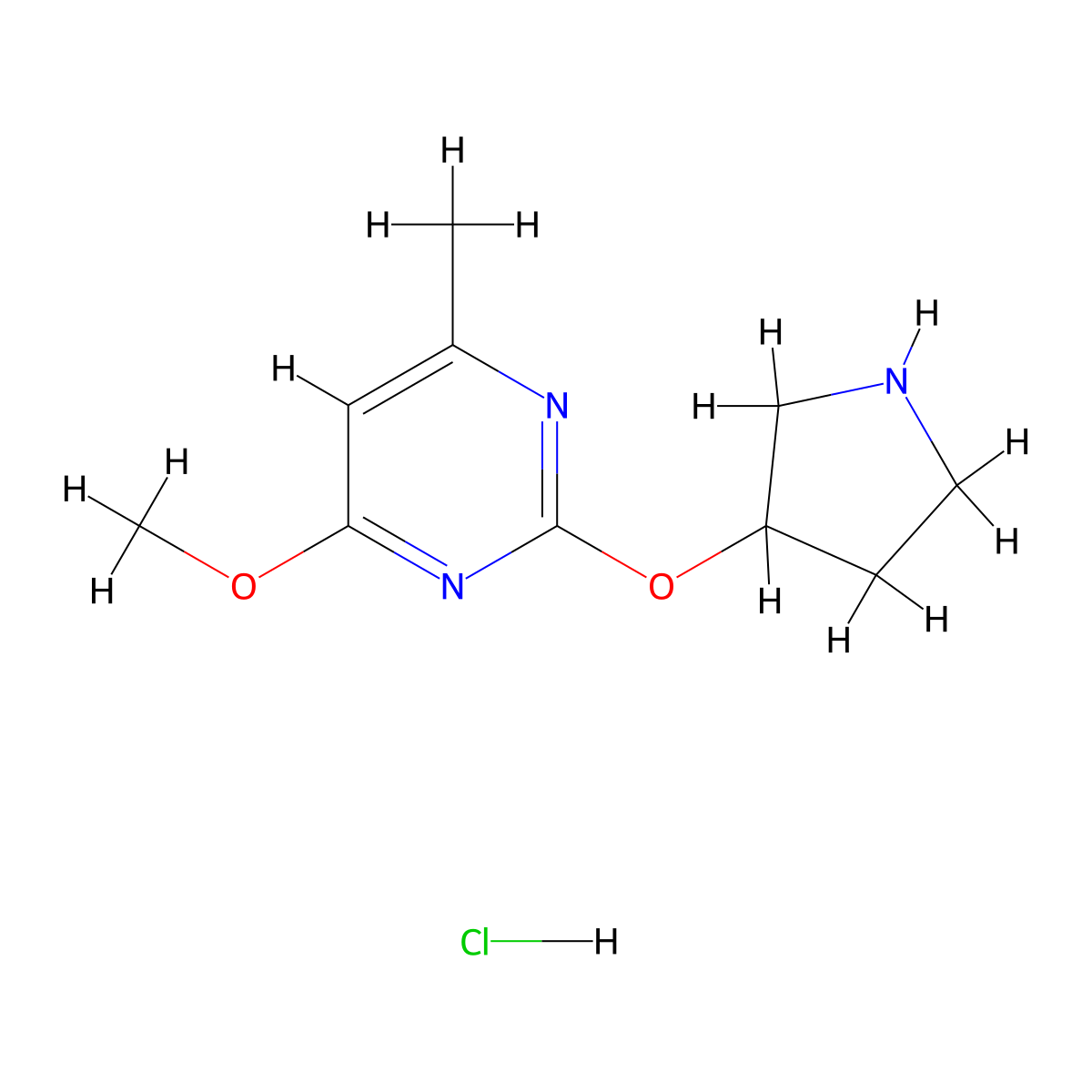 4-Methoxy-6-methyl-2-(pyrrolidin-3-yloxy)pyrimidine hydrochloride molecular structure, CAS 1774899-15-8