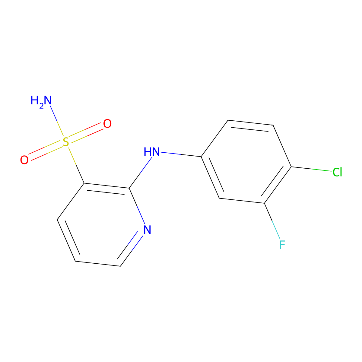 2-[(4-Chloro-3-fluorophenyl)amino]pyridine-3-sulfonamide molecular structure, CAS 1774900-76-3