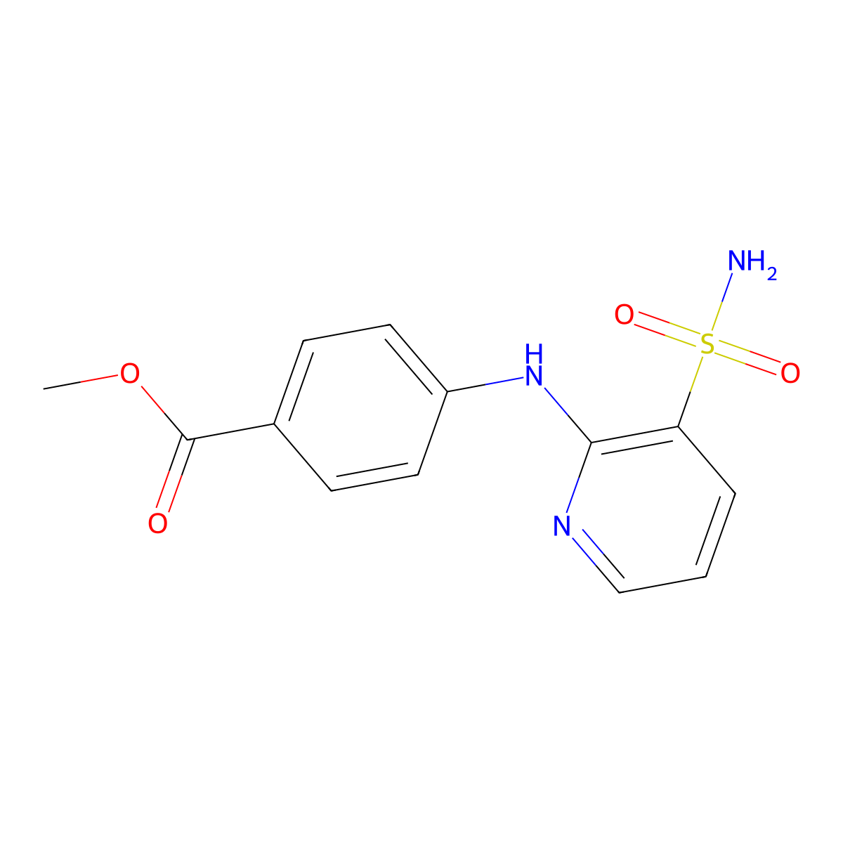 Methyl 4-([3-(aminosulfonyl)pyridin-2-yl]amino)benzoate molecular structure, CAS 1774900-81-0