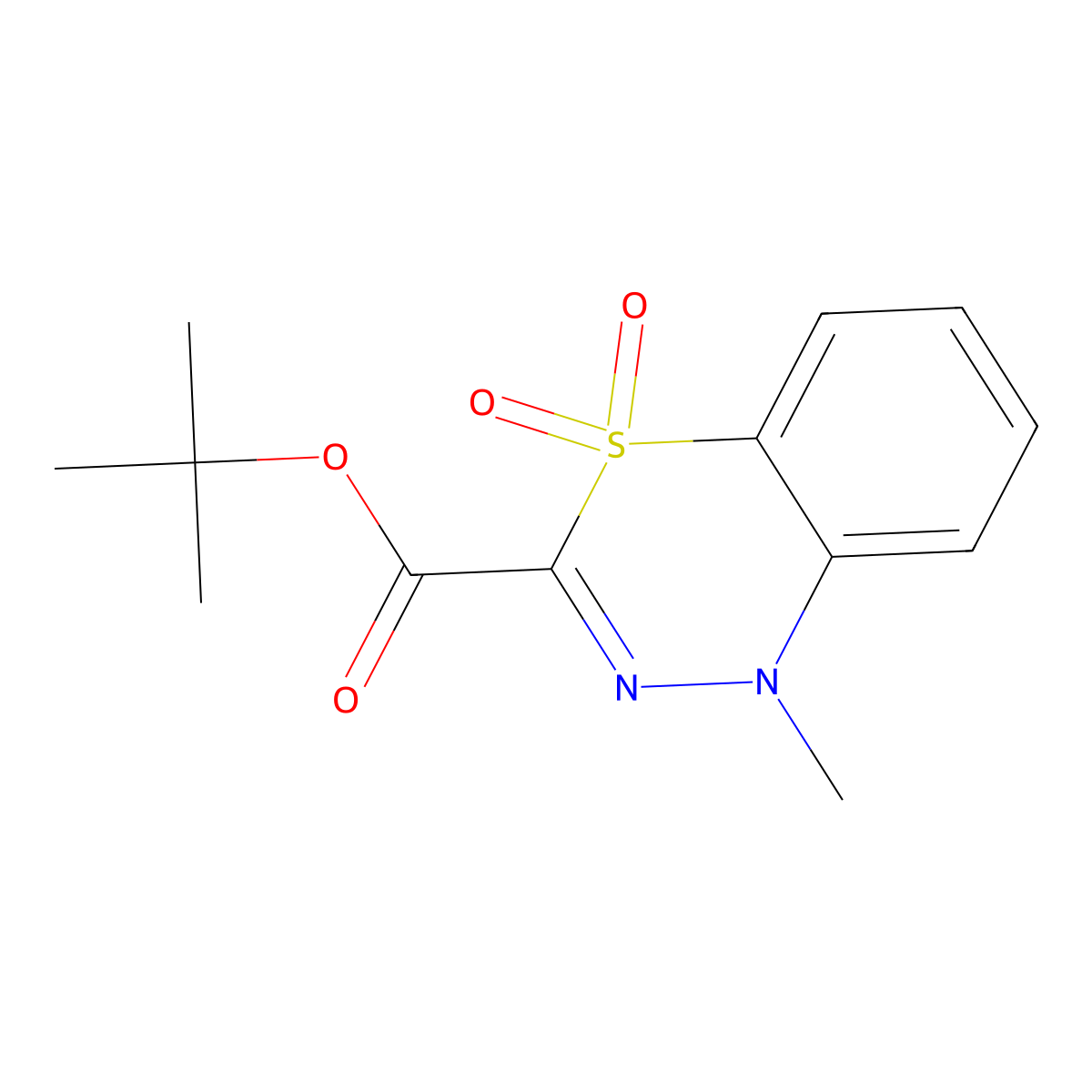 tert-butyl 1-methyl-1H-4,1,2-benzothiadiazine-3-carboxylate 4,4-dioxide molecular structure, CAS 1774900-87-6
