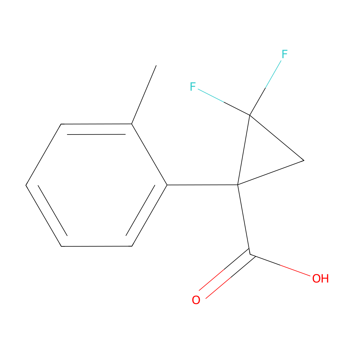22-Difluoro-1-(o-tolyl)cyclopropane-1-carboxylic acid molecular structure, CAS 1774902-99-6