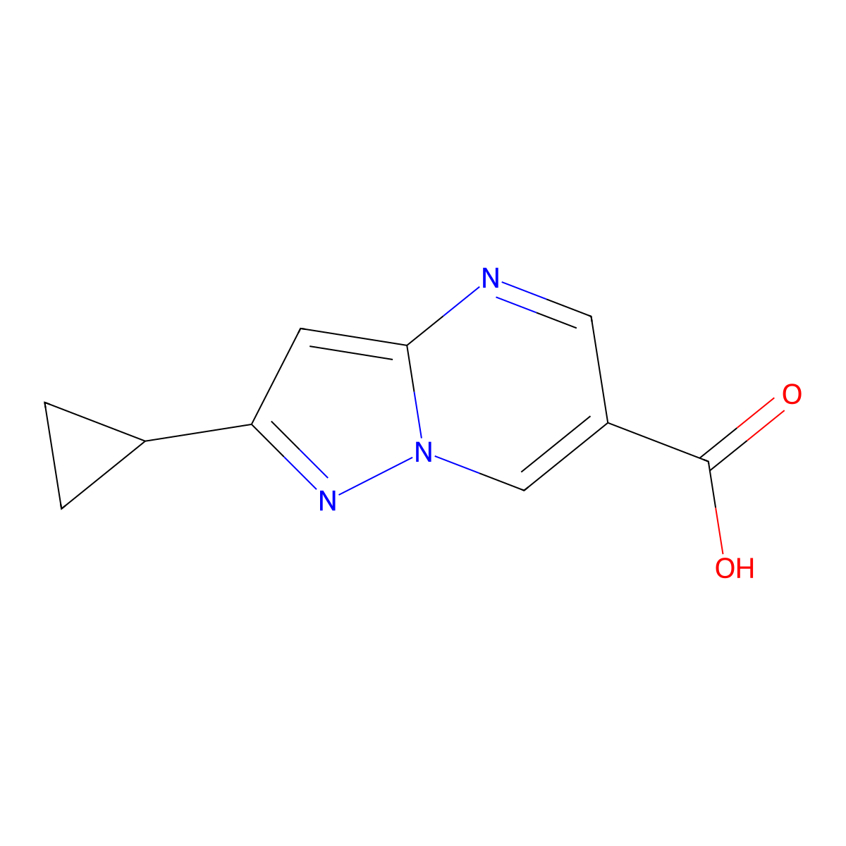 2-Cyclopropylpyrazolo[1,5-a]pyrimidine-6-carboxylic acid molecular structure, CAS 1774905-19-9