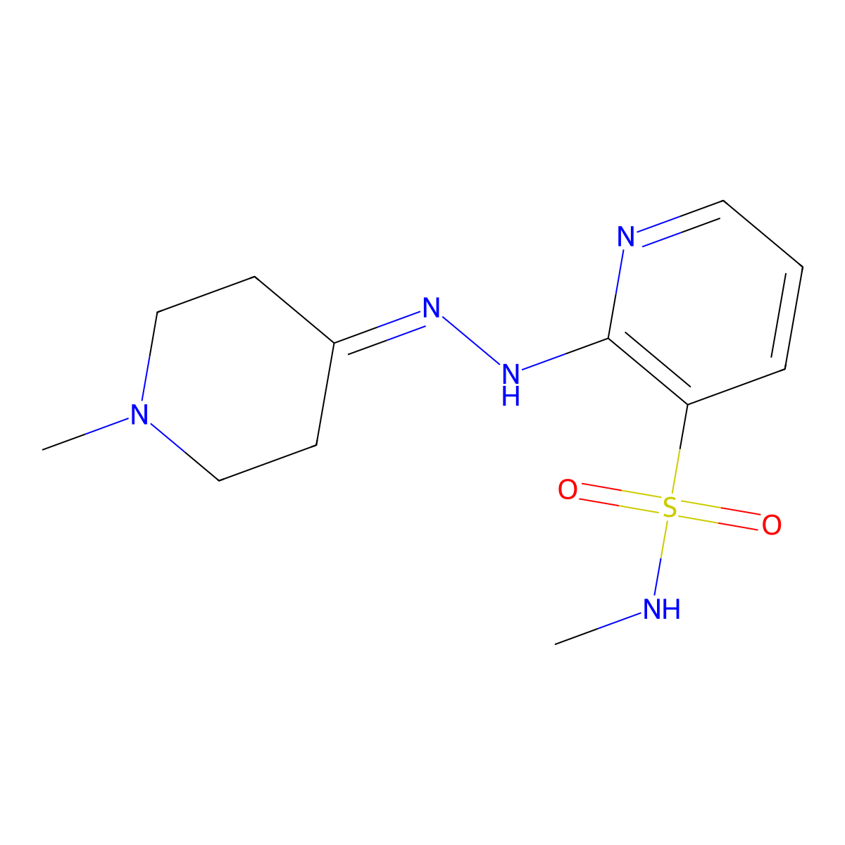 N-methyl-2-[2-(1-methylpiperidin-4-ylidene)hydrazino]pyridine-3-sulfonamide molecular structure, CAS 1774905-70-2