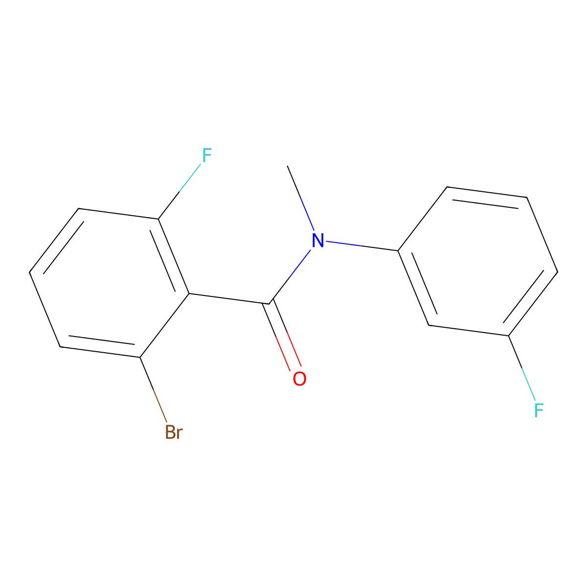 2-Bromo-6-fluoro-N-(3-fluorophenyl)-N-methylbenzamide molecular structure, CAS 1774908-31-4