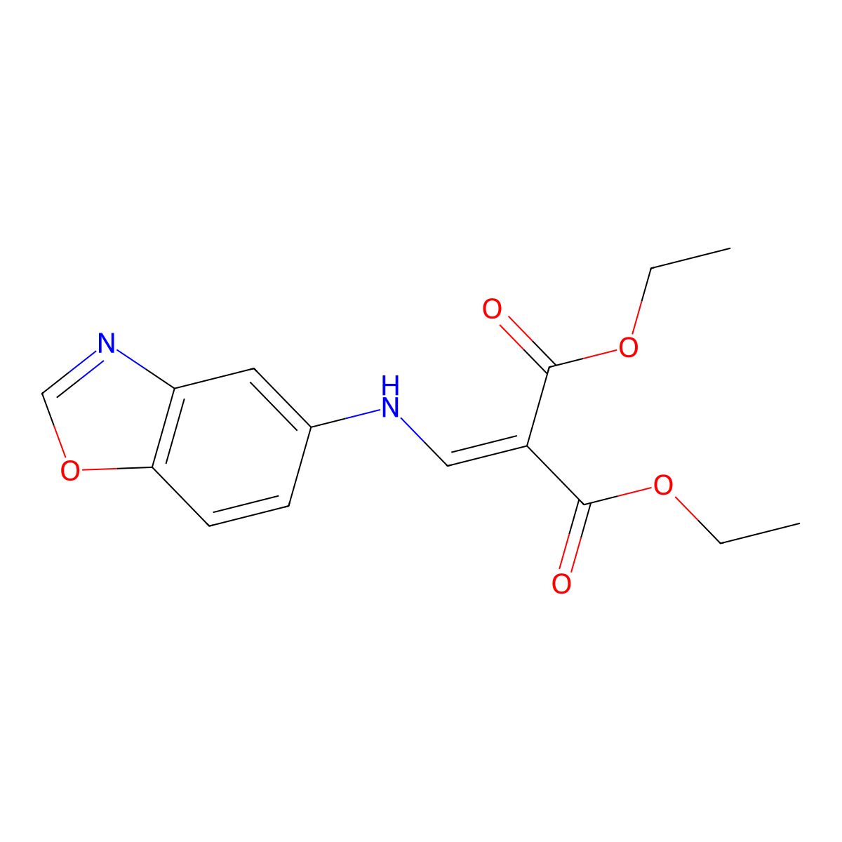 Diethyl 2-((1,3-benzoxazol-5-ylamino)methylene)malonate molecular structure, CAS 177492-53-4